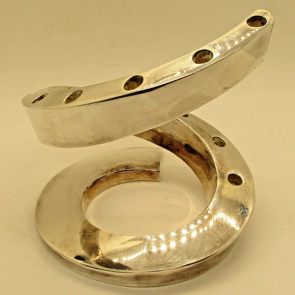 Dansk Jens Quistgaard Spiral Danish Modern Silver Plate Tapered Candle Holder - Picture 7 of 10